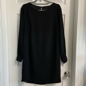 J. Crew Shift Dress Size 6 Black Long Sleeve Lined Knee Length Minimalist